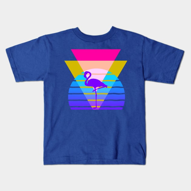 80s Flamingo Nostalgic Graphic Kids T-Shirt by AlondraHanley